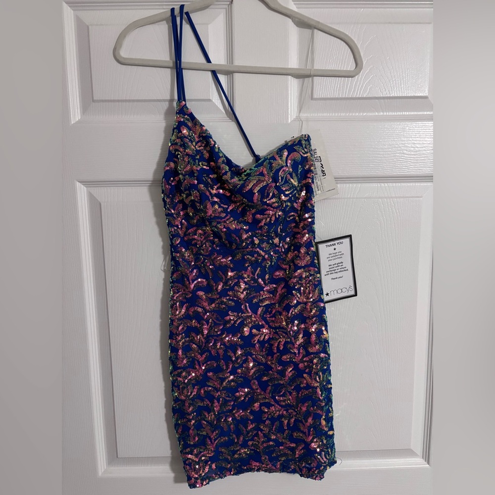 Emerald Sundae Blue and Pink Sequin Mini Dress